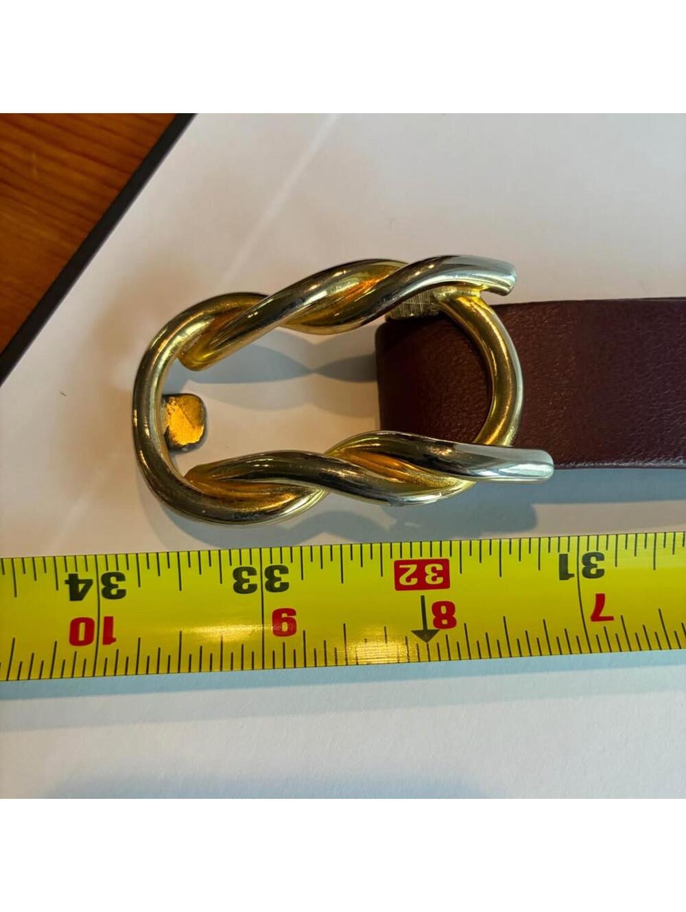 Vintage Dotty Smith Nautical Twist Buckle Belt Brown Adjustable 34 80s - Picture 5 of 6